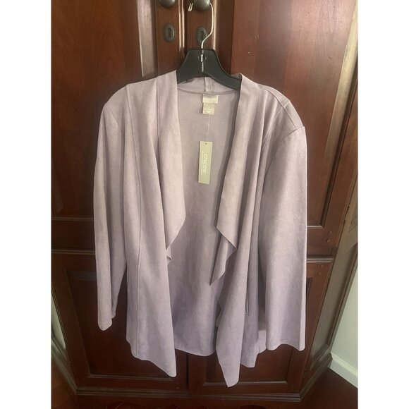 Chico's Sweaters - NEW NWT Chicos drape jacket faux suede lilac fog sz 2 purple